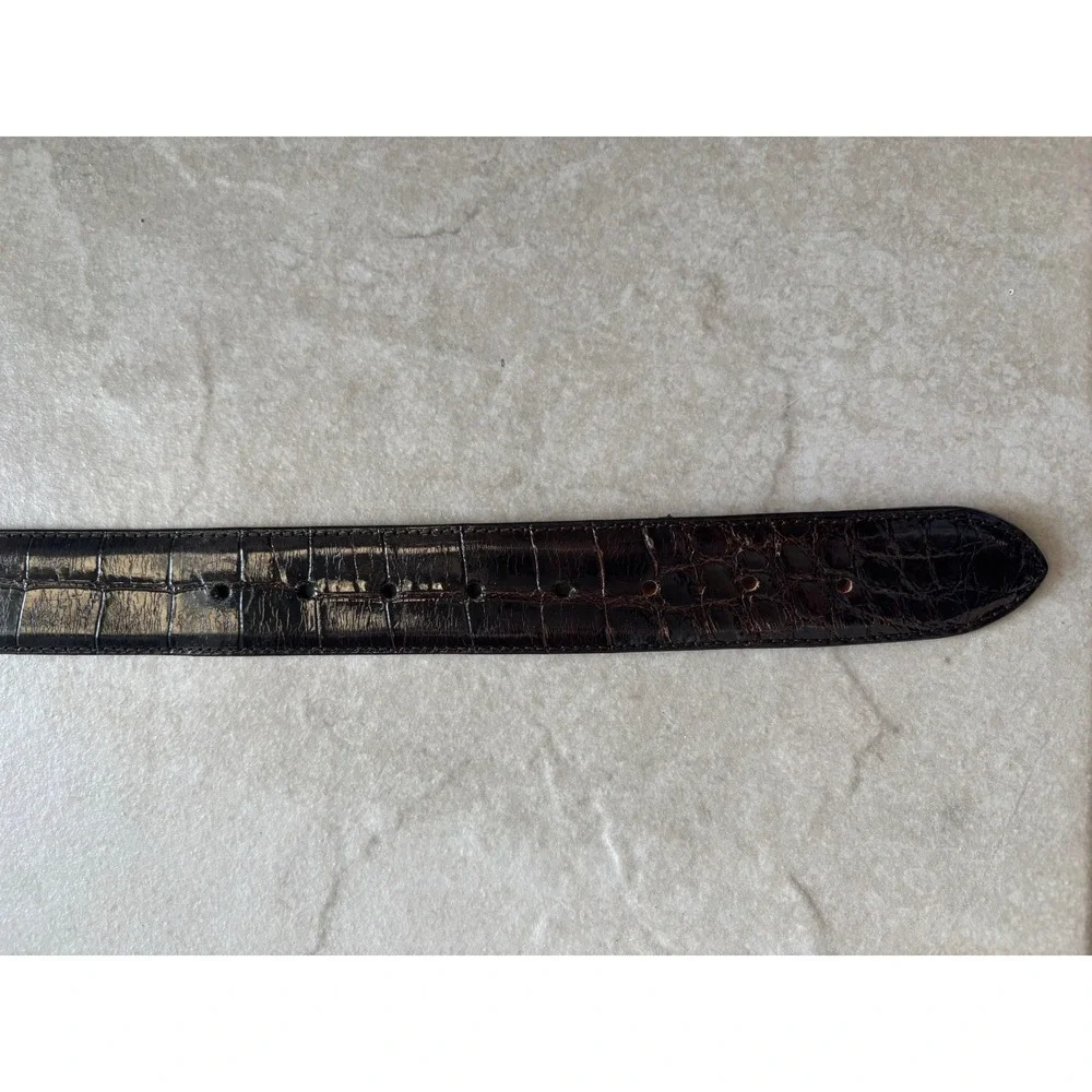 Alexander Kalifano Genuine Alligator Belt USA Glossy Brown Exotic‎ Size 40